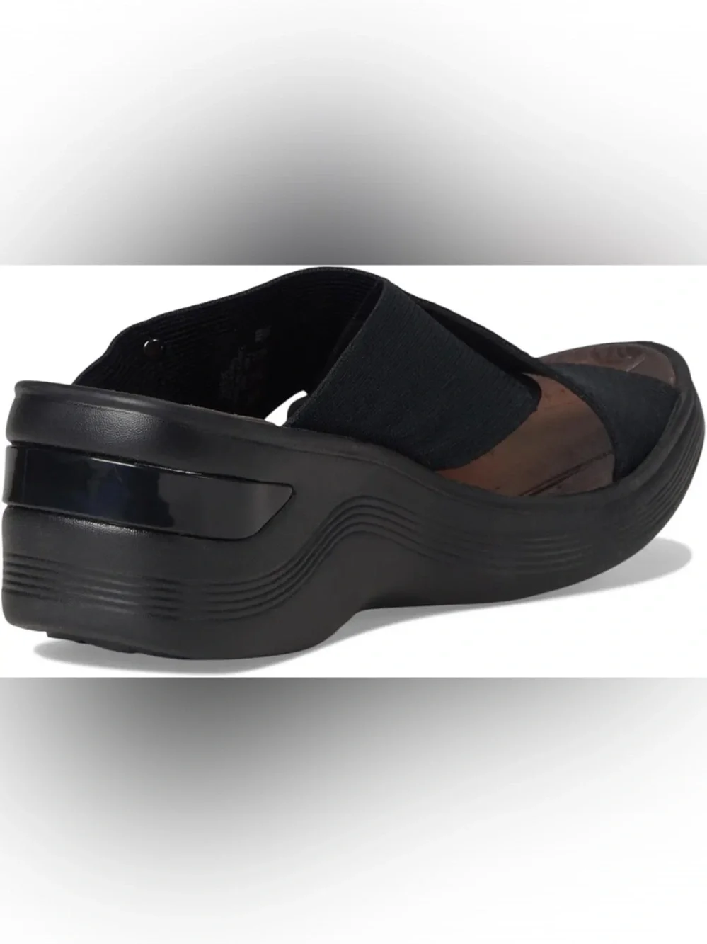 NWOT Bzees Black Cross-Strap Slip-on Sandal